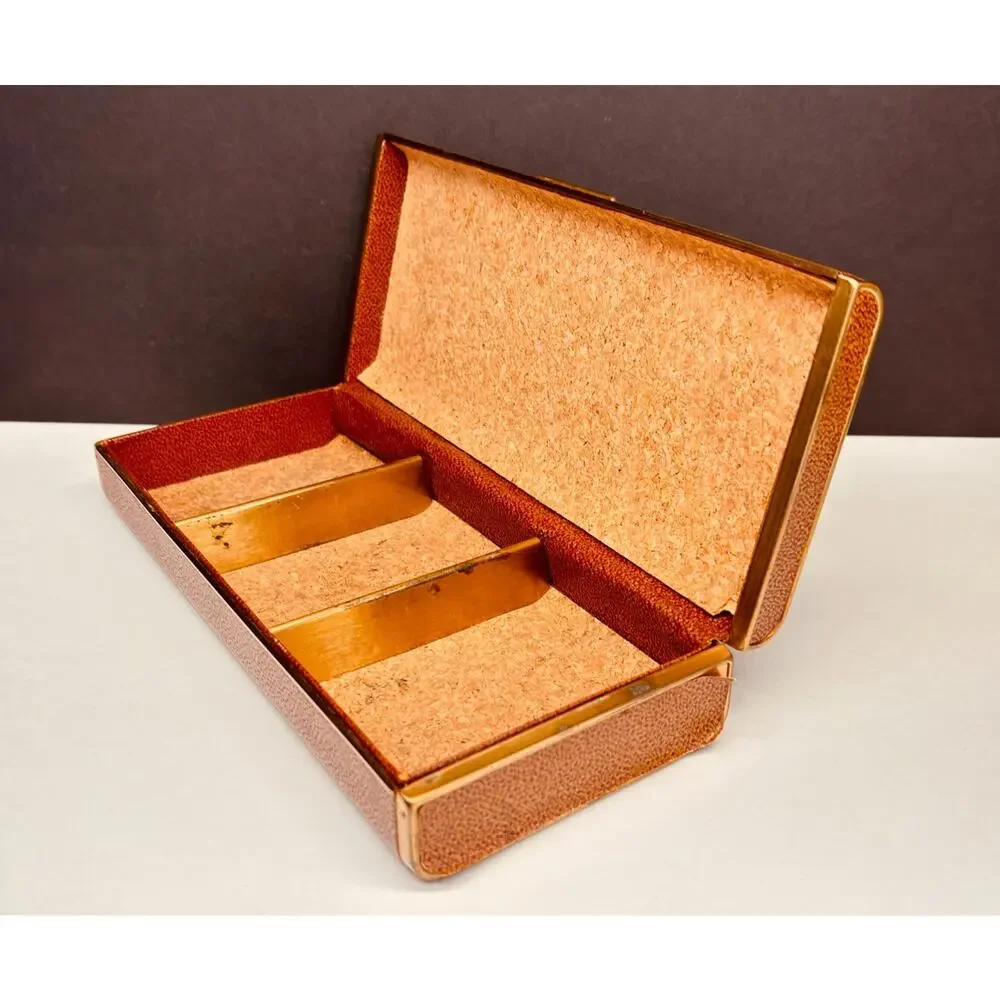 Vintage Farrington Genuine Texol Travel Jewelry Case Brass Trim Victorian Plaque